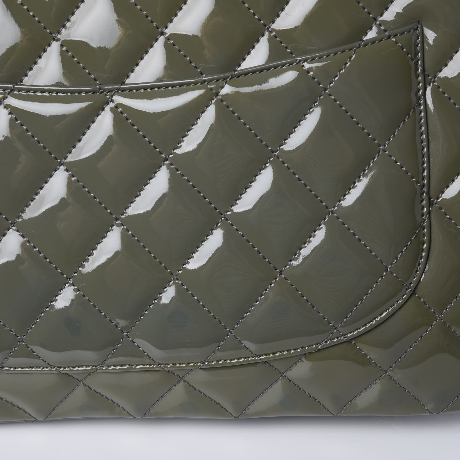Chanel Patent Quilted Jumbo Single Flap Grey 11 of 12