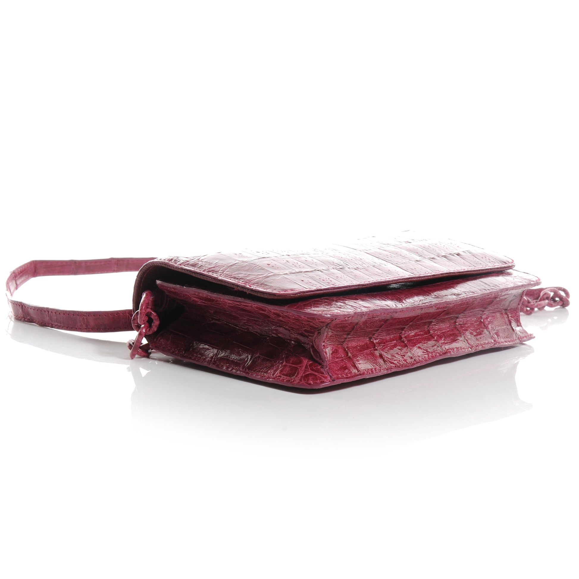 Nancy Gonzalez Crocodile Flap Crossbody Fuchsia 4 of 7