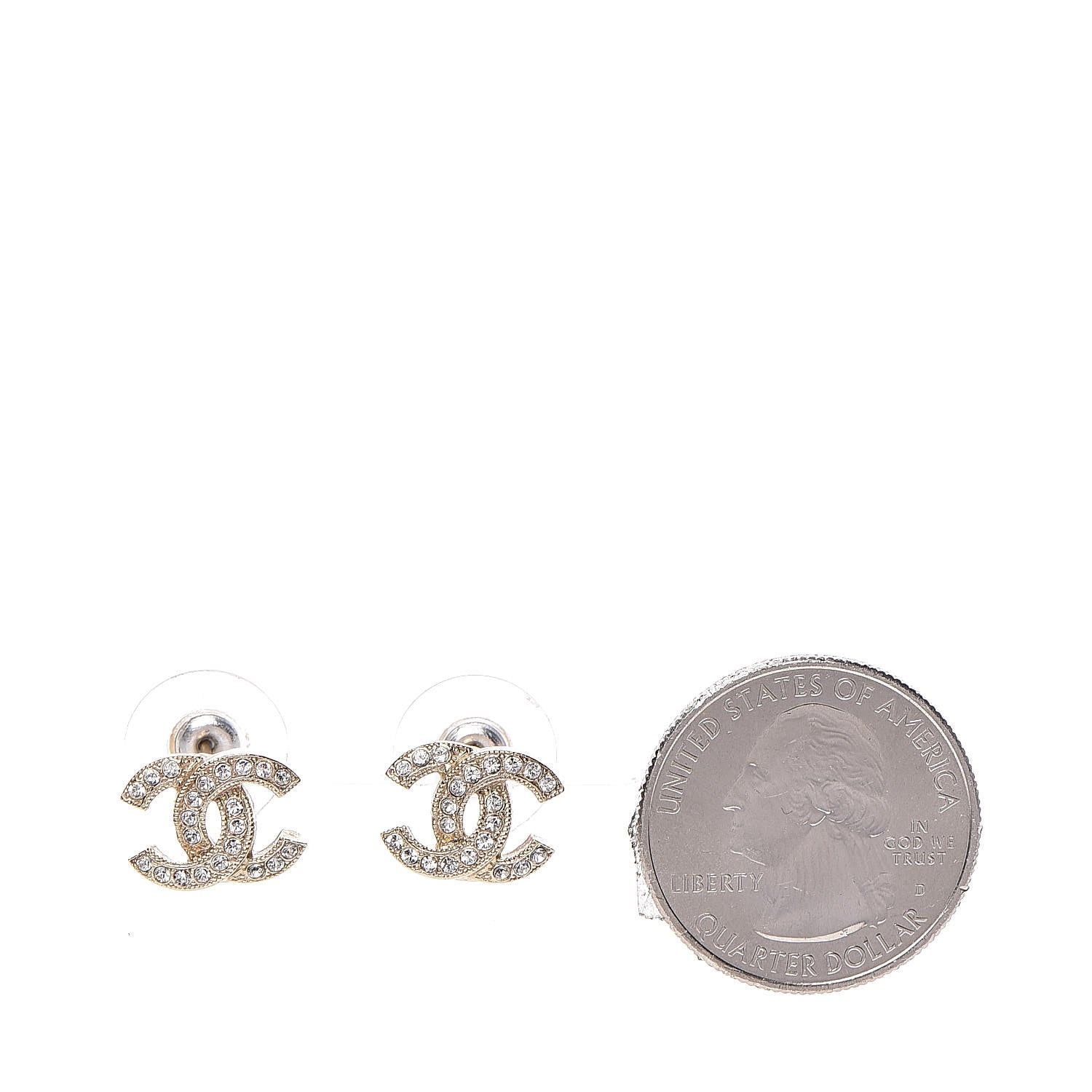 Chanel Crystal CC Earrings Gold 2 of 4