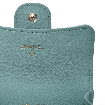 Chanel Caviar Chevron Quilted Card Holder Wallet Turquoise 7 of 10