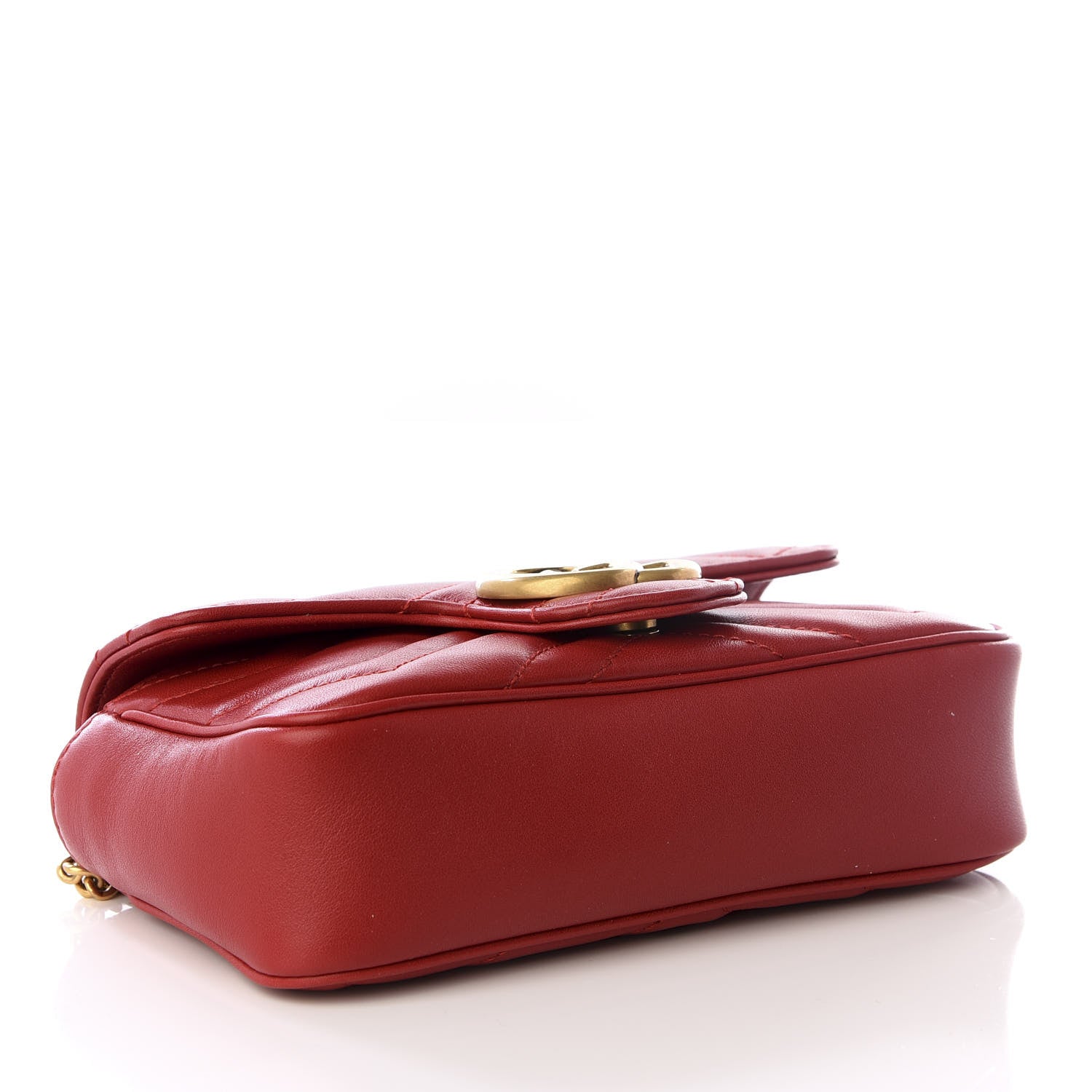 Gucci Calfskin Matelasse Super Mini GG Marmont Shoulder Bag Hibiscus Red 3 of 8