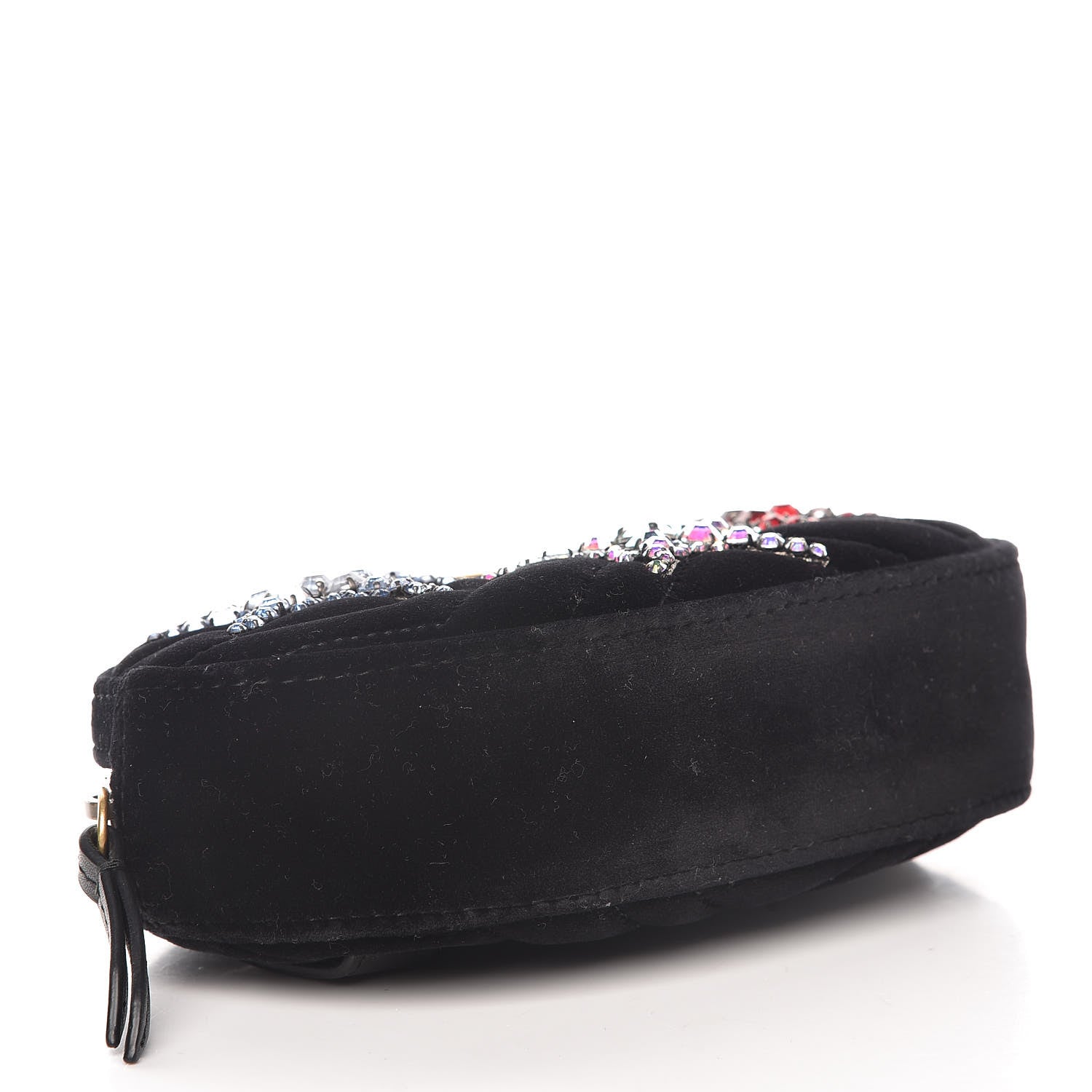 Gucci Velvet Matelasse Crystal Star GG Marmont Belt Bag 85 34 Black 4 of 9