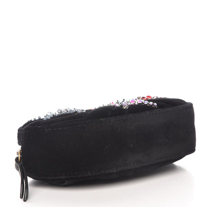 Gucci Velvet Matelasse Crystal Star GG Marmont Belt Bag 85 34 Black 4 of 9
