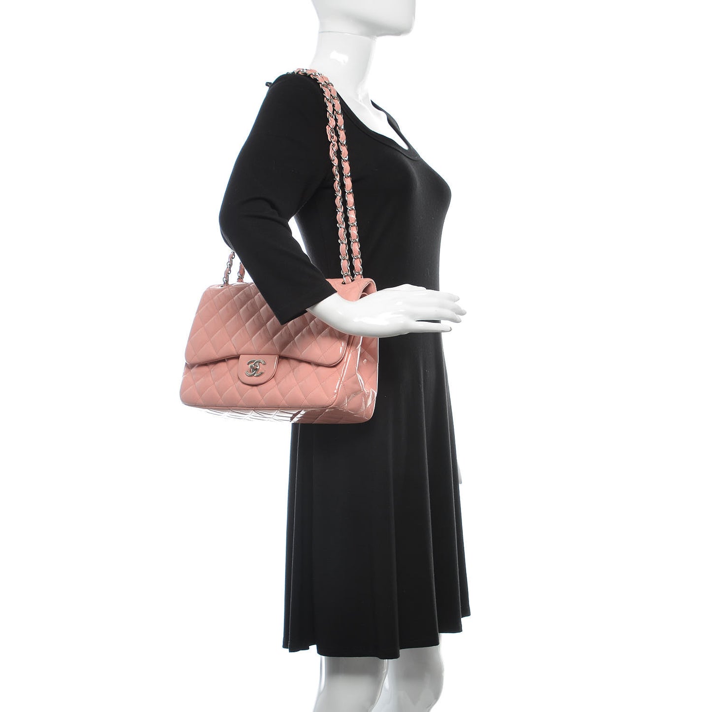 Patent Quilted Jumbo Double Flap Pink