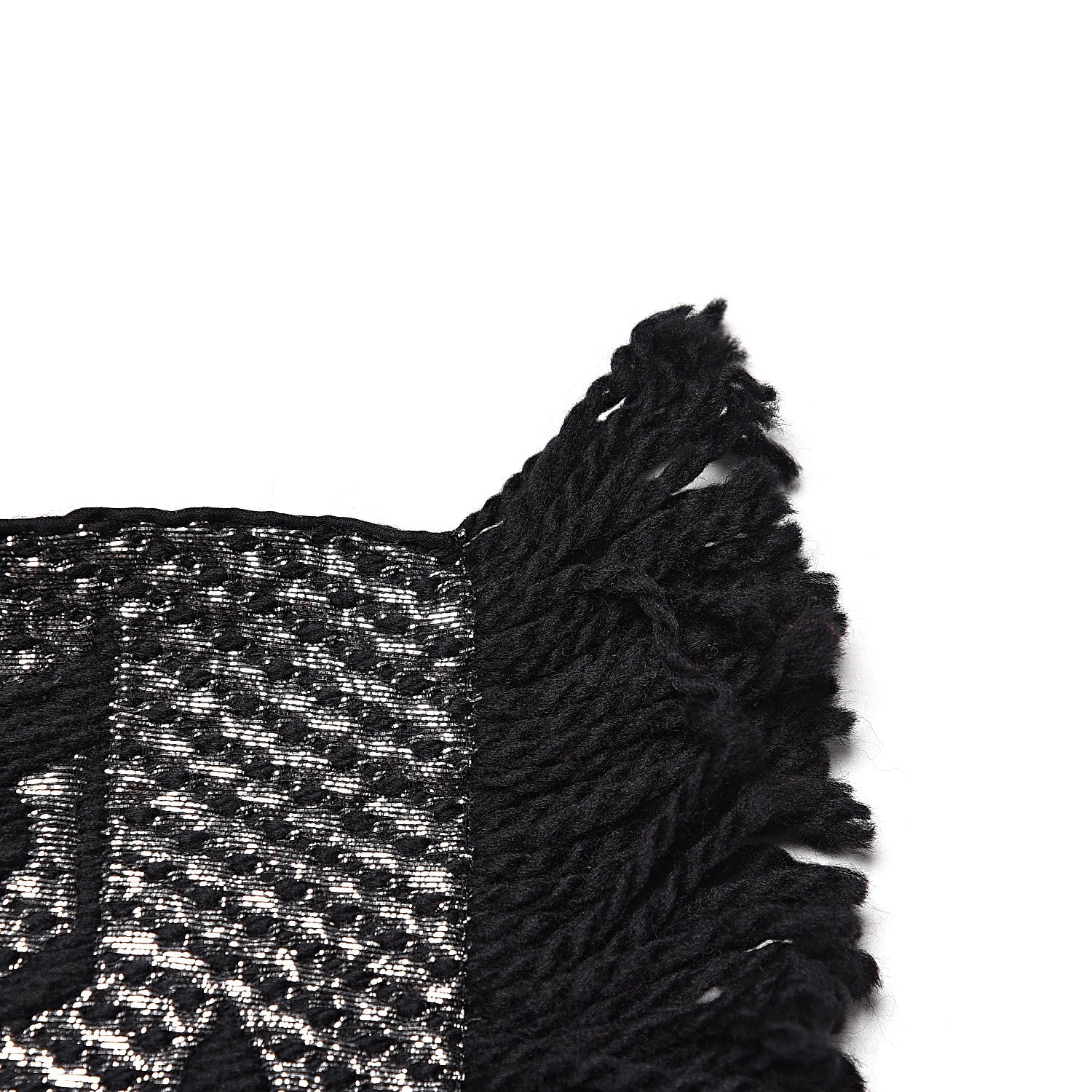 Louis Vuitton Wool Silk Logomania Shine Scarf Black 6 of 6