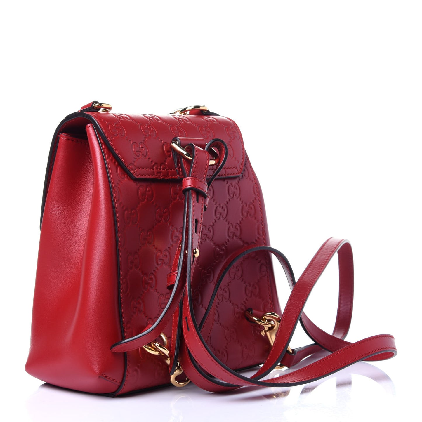 Guccissima Signature Padlock Backpack Hibiscus Red