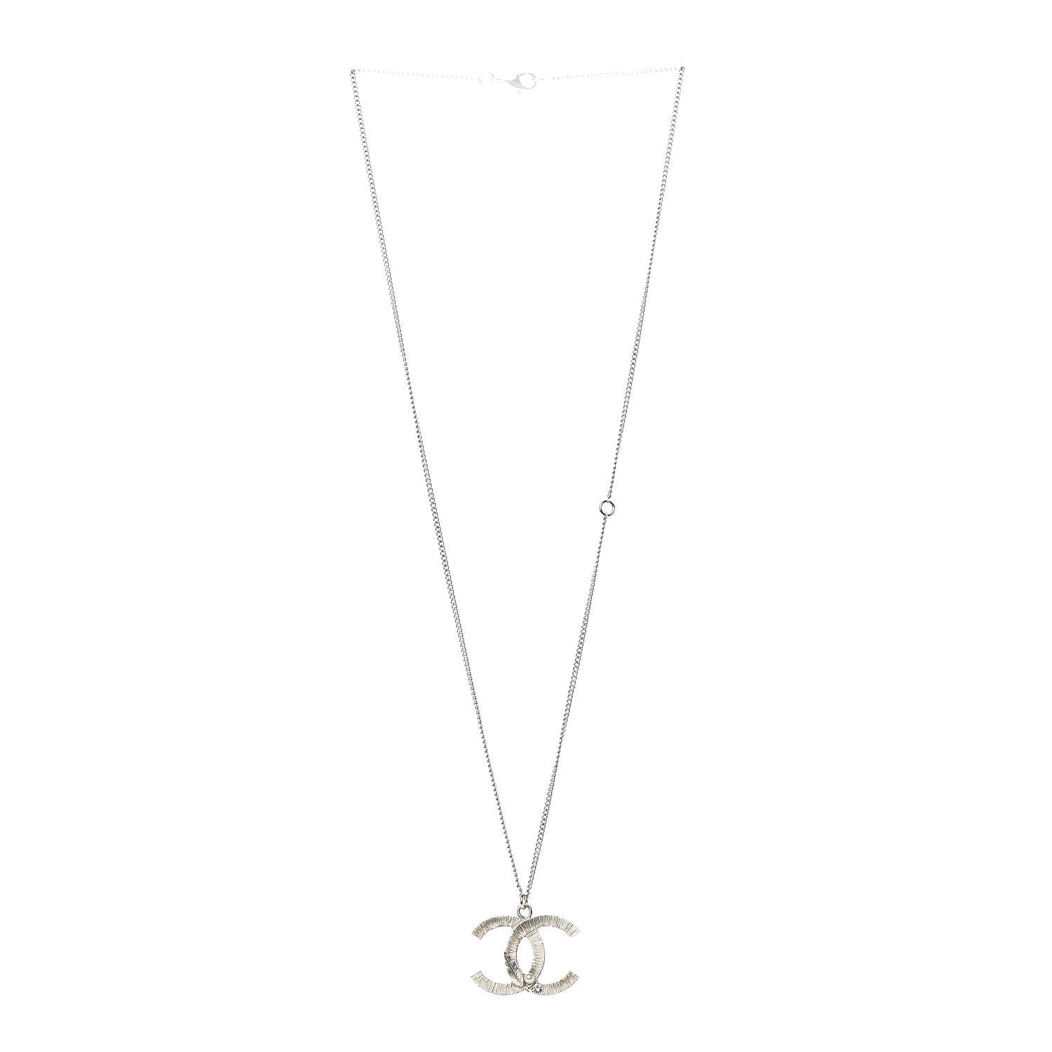 Chanel Crystal Pearl Leaf CC Necklace Gold 3 of 7