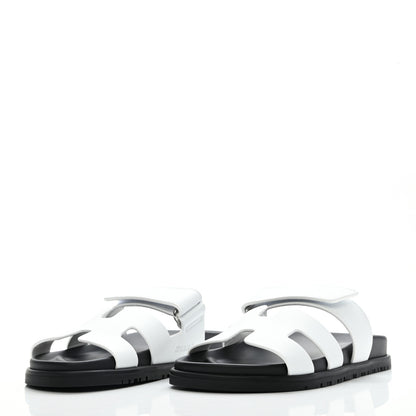 Hermes Calfskin Womens Chypre Sandals 37 White 3 of 8