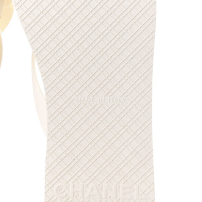 Chanel PVC Camellia Thong Sandals 38 Ivory 7 of 9