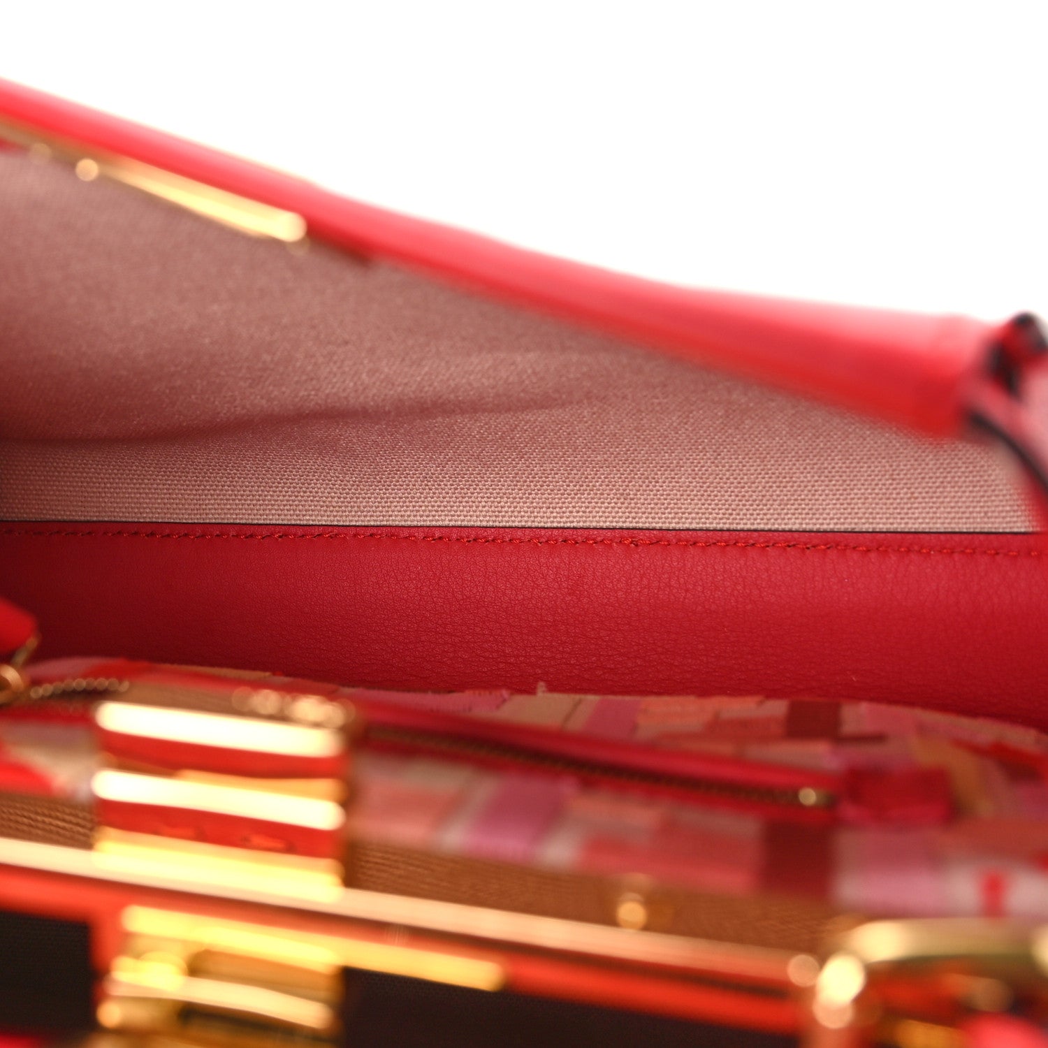 Fendi Vitello Seta Canvas FF Embroidered Mini Peekaboo Iconic Satchel Rosso Cardinale Multicolor 5 of 9