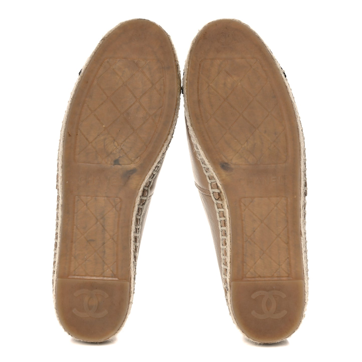 Lambskin CC Espadrilles 39 Beige Black