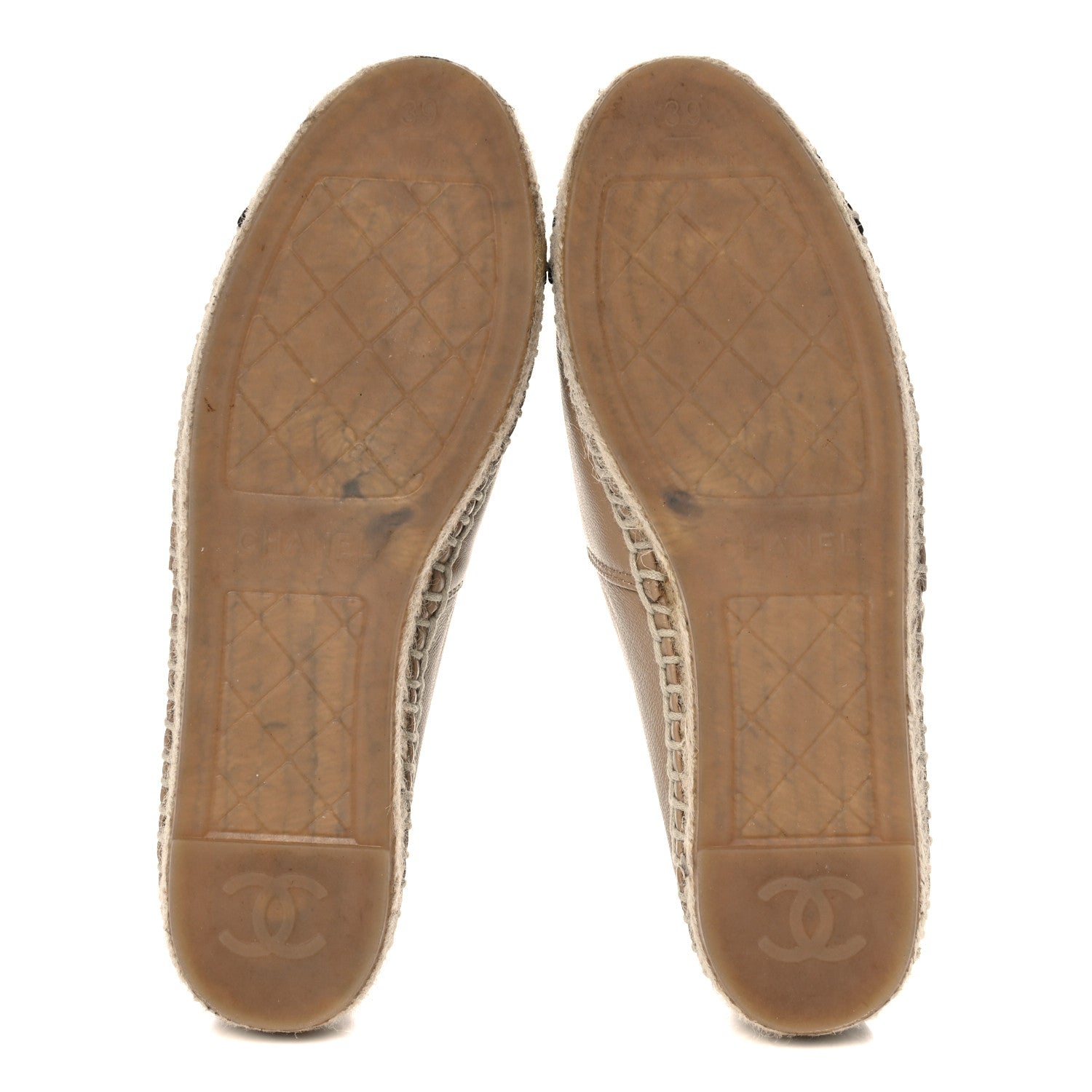 Chanel Lambskin CC Espadrilles 39 Beige Black 5 of 16