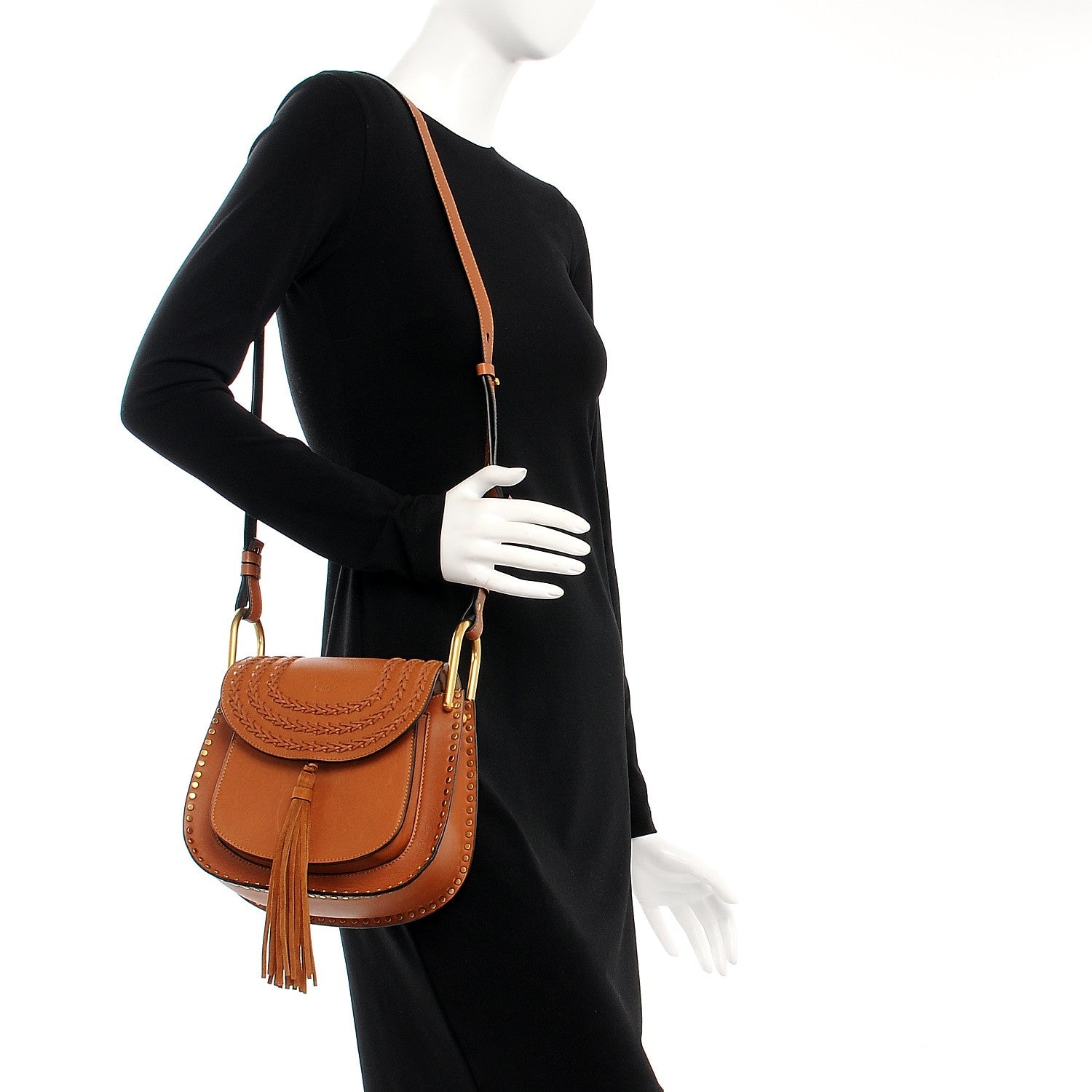 Chloe Calfskin Braided Small Hudson Shoulder Bag Caramel 2 of 7