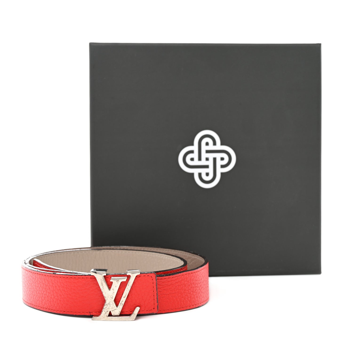 Taurillon Calfskin 30mm LV Initiales Belt 80 32 Galet Corail