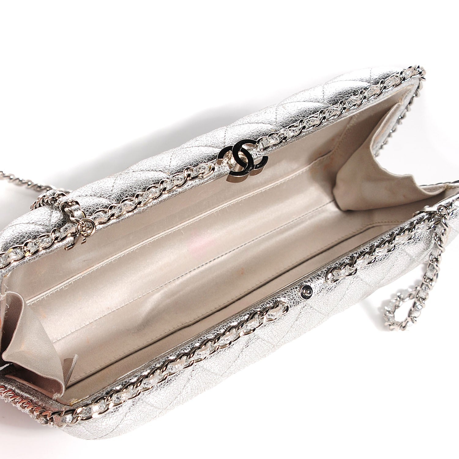 Chanel Metallic Lambskin Small Chain Around Clutch Silver 5 of 7