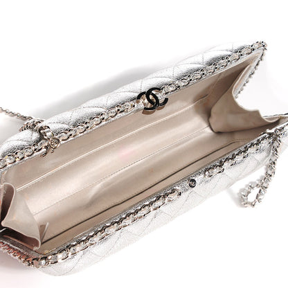 Chanel Metallic Lambskin Small Chain Around Clutch Silver 5 of 7