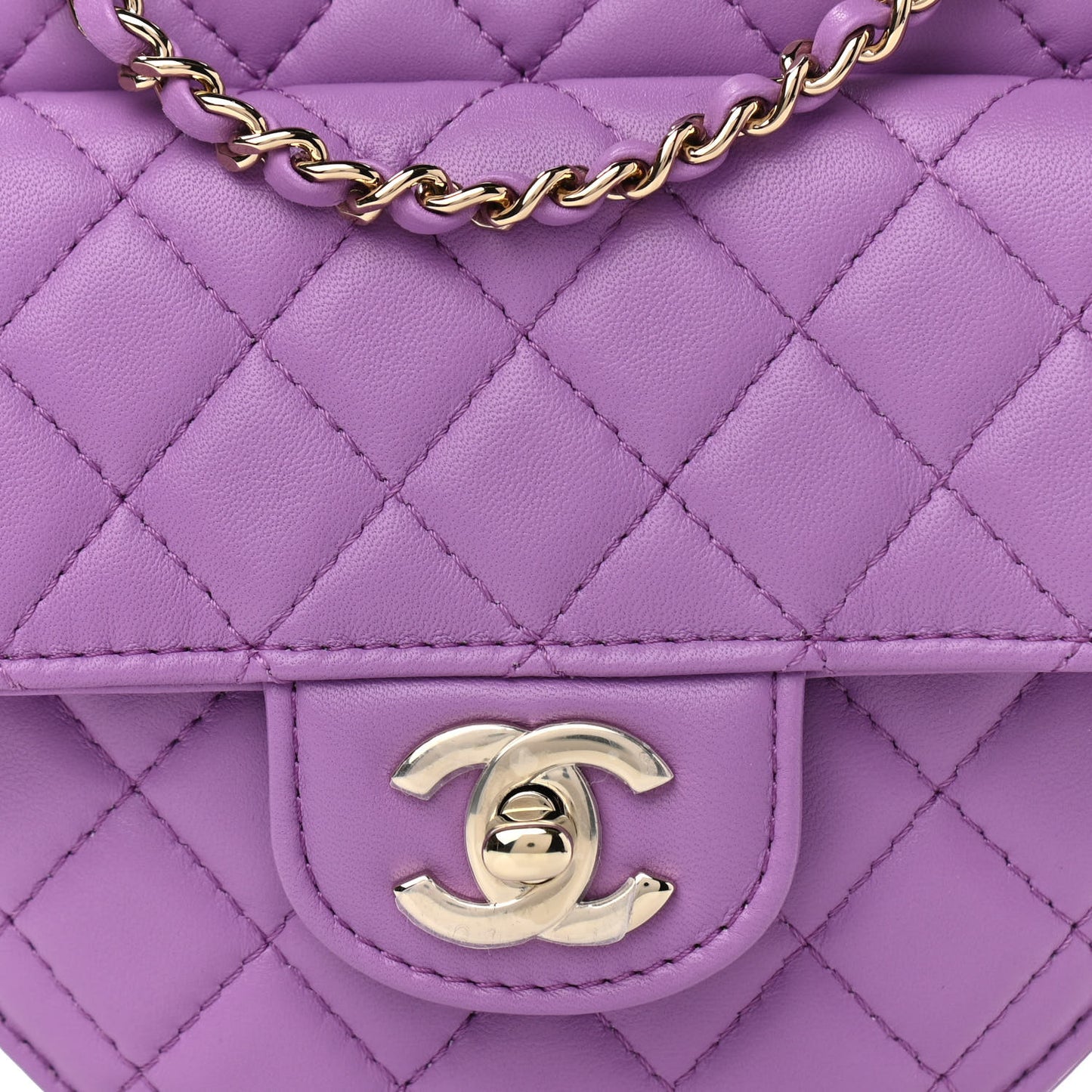 Lambskin Quilted CC In Love Heart Bag Purple
