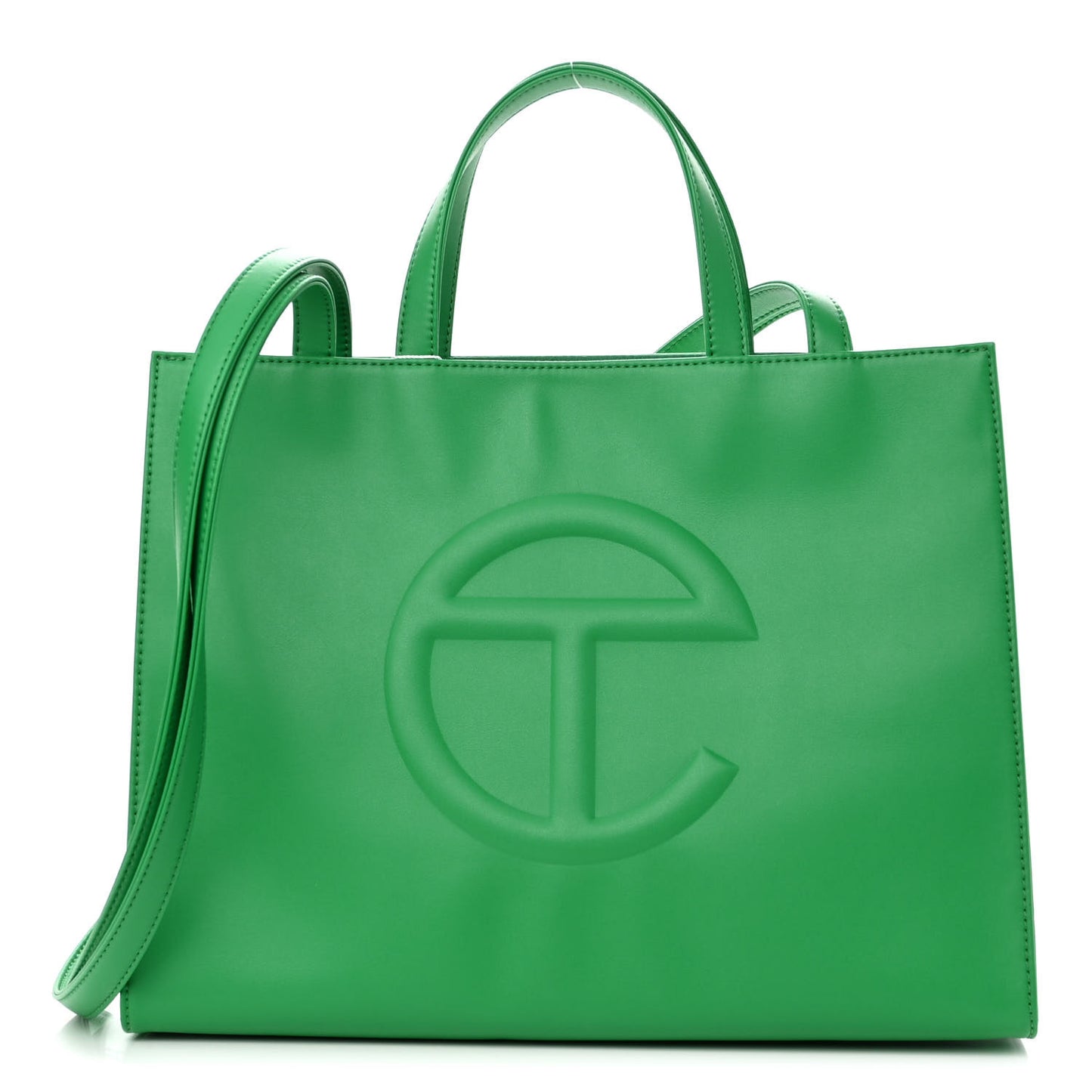 Vegan Leather Medium Shopping Bag Greenscreen