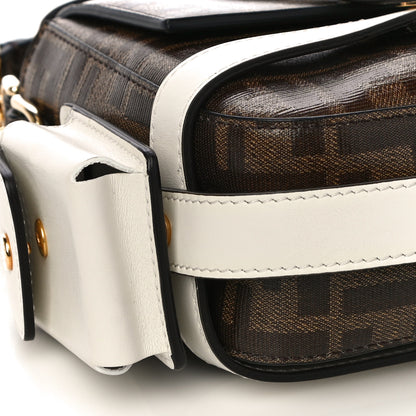 Fendi Glazed Fabric Vitello Century FF 1974 Large Baguette Cage Mogano Panna White Ice 8 of 9