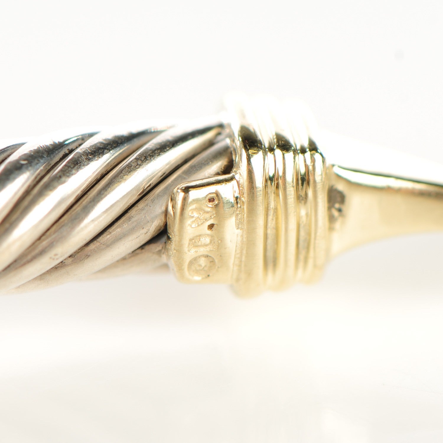 David Yurman Sterling Silver 14K Yellow Gold 5mm Cable Classic Buckle Bracelet 6 of 6