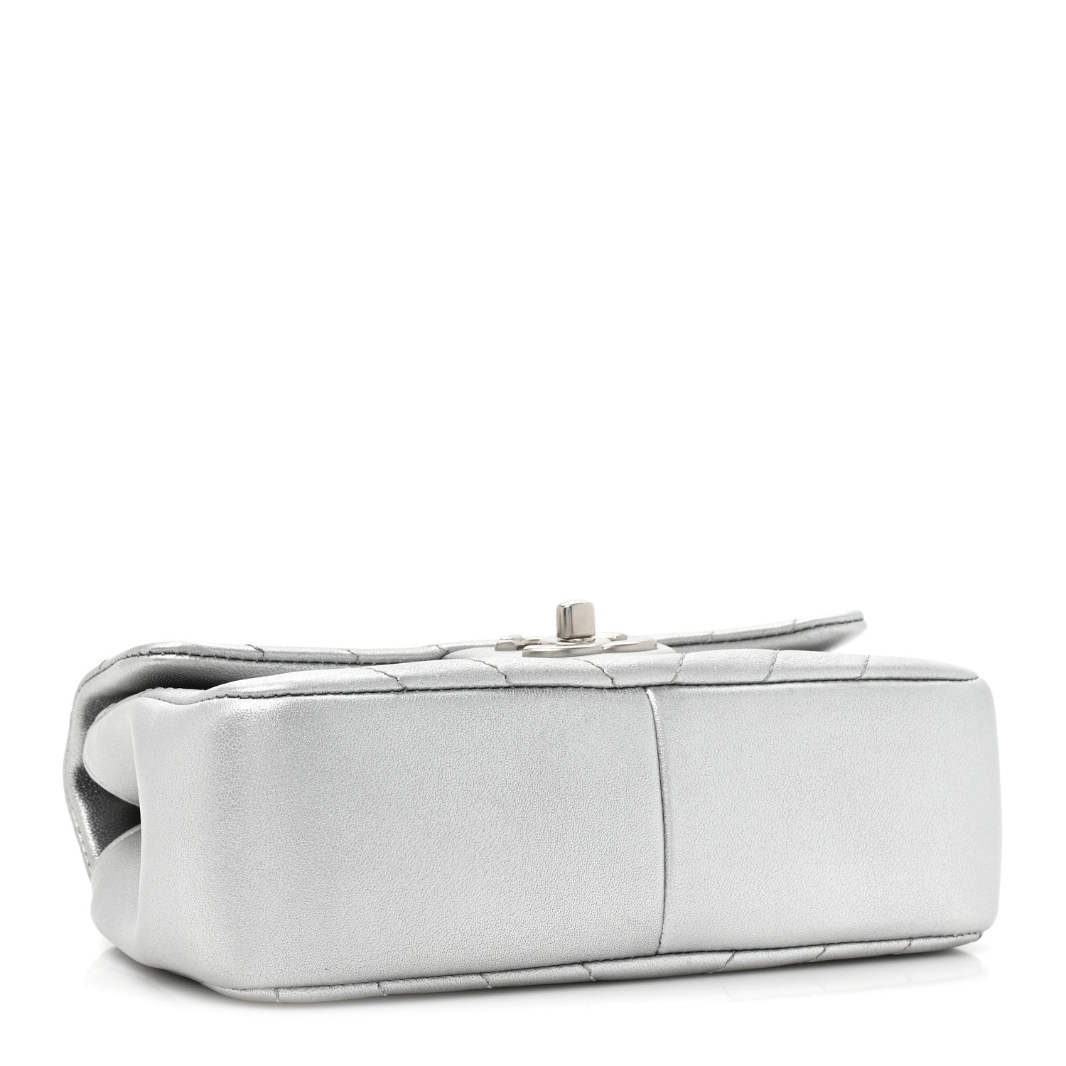 Chanel Metallic Lambskin Chevron Quilted Mini Rectangular Flap Silver 4 of 9