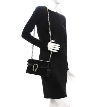 Gucci Velvet Skipper Crystal GG Monogram Small Dionysus Shoulder Bag Black Black Diamond 2 of 7