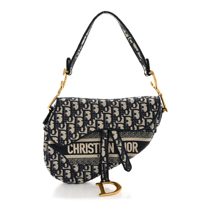 Christian Dior Oblique Embroidered Saddle Bag Blue 1 of 14