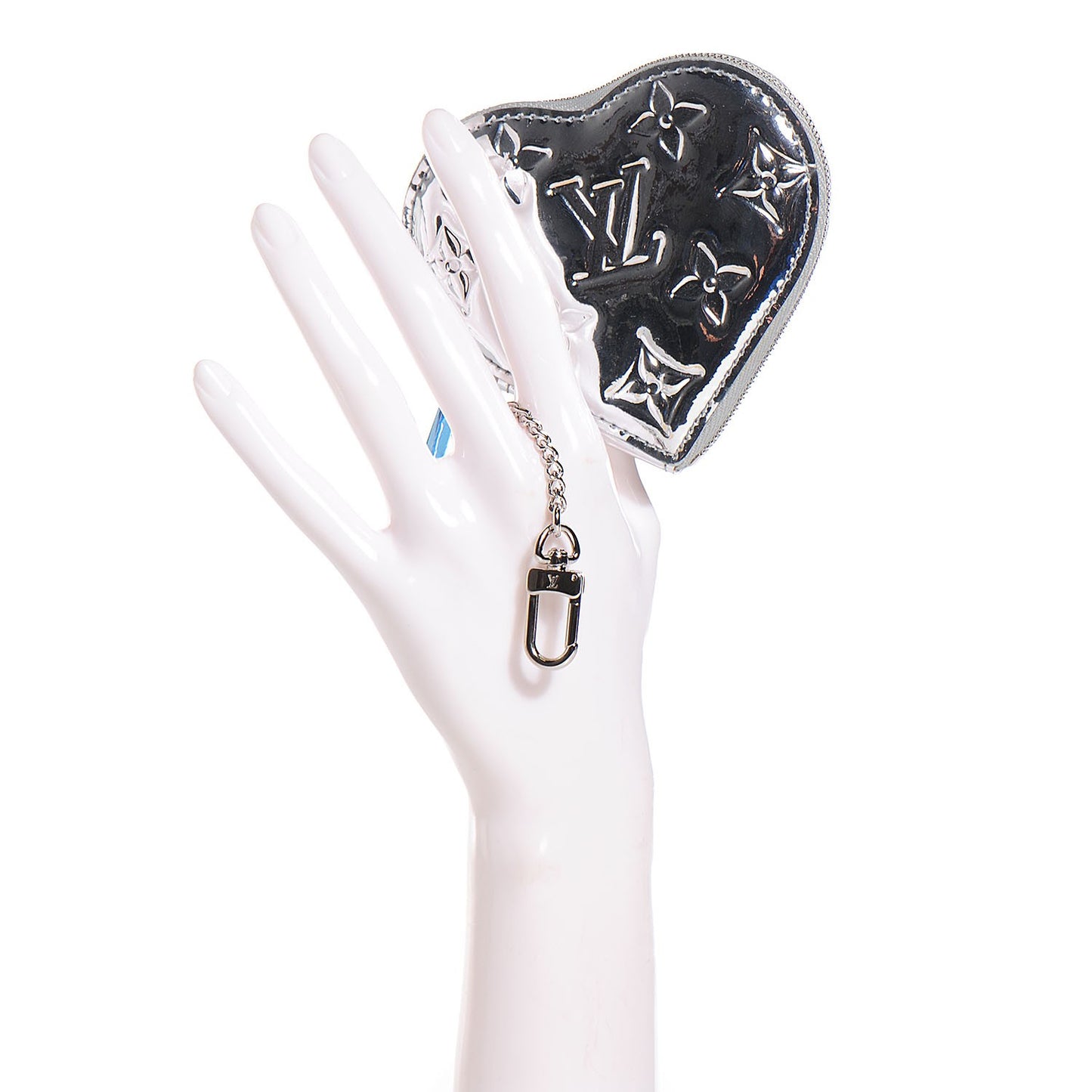 Monogram Miroir Heart Coin Purse Silver