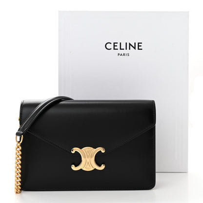 Celine Shiny Calfskin Triomphe Margo Wallet on Chain Black 11 of 11