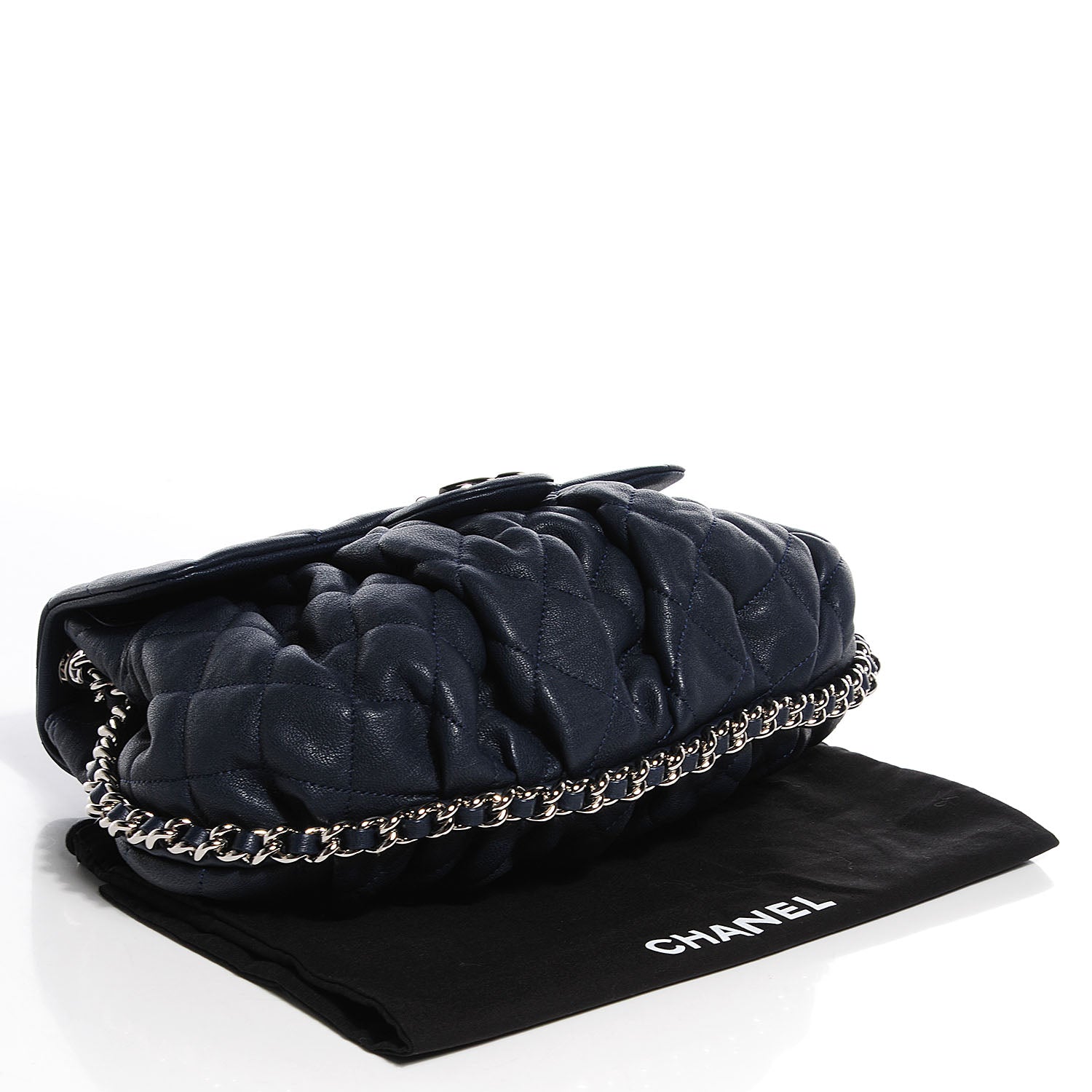 Chanel Washed Lambskin Chain Around Medium Messenger Bag Navy Blue 4 of 9