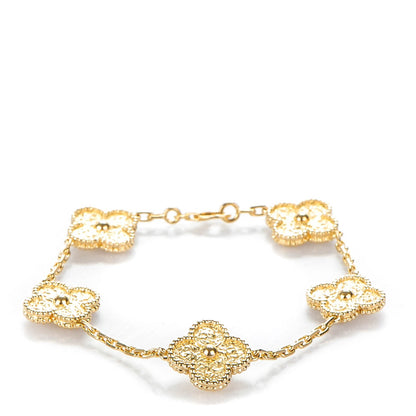 Van Cleef & Arpels 18K Yellow Gold 5 Motifs Vintage Alhambra Bracelet 1 of 4