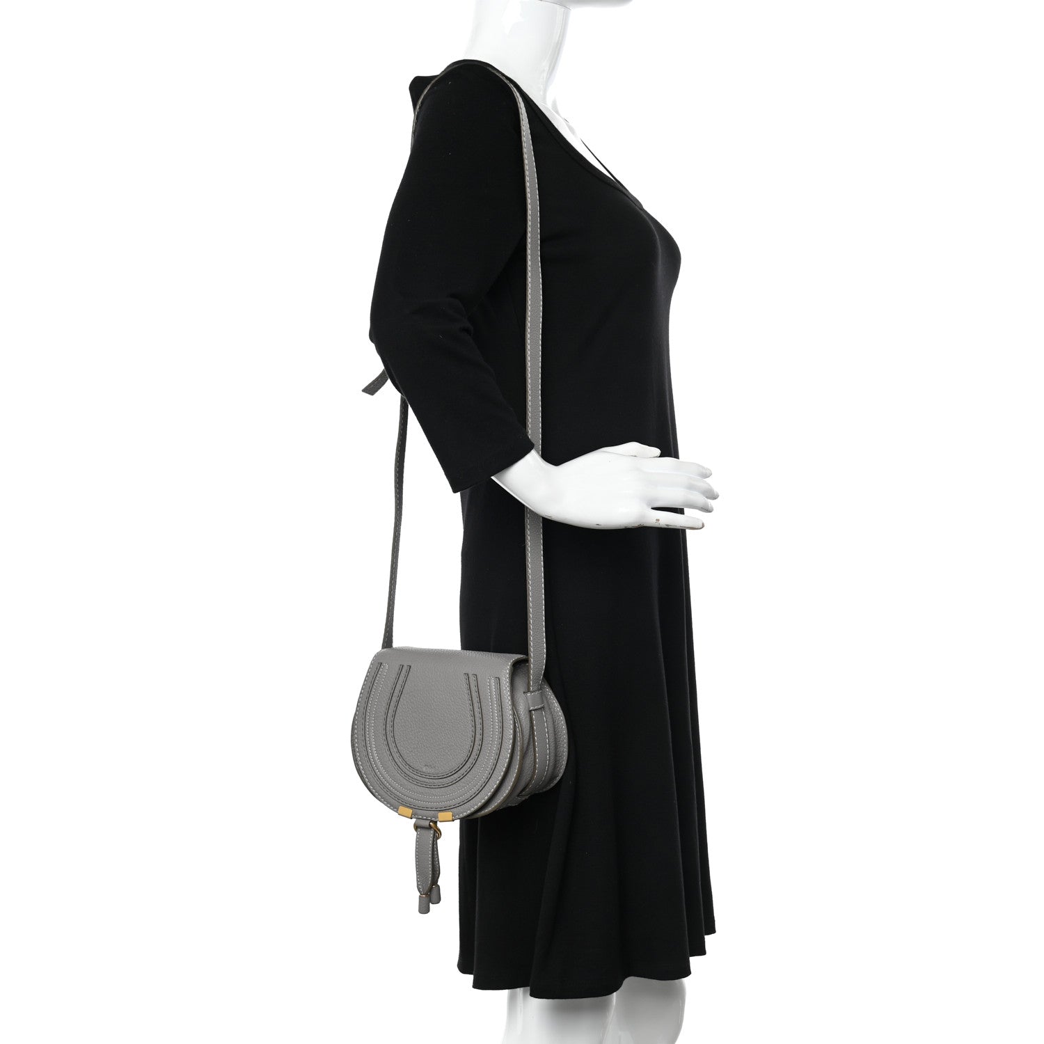 Chloe Calfskin Mini Marcie Round Crossbody Bag Cashmere Grey 2 of 8