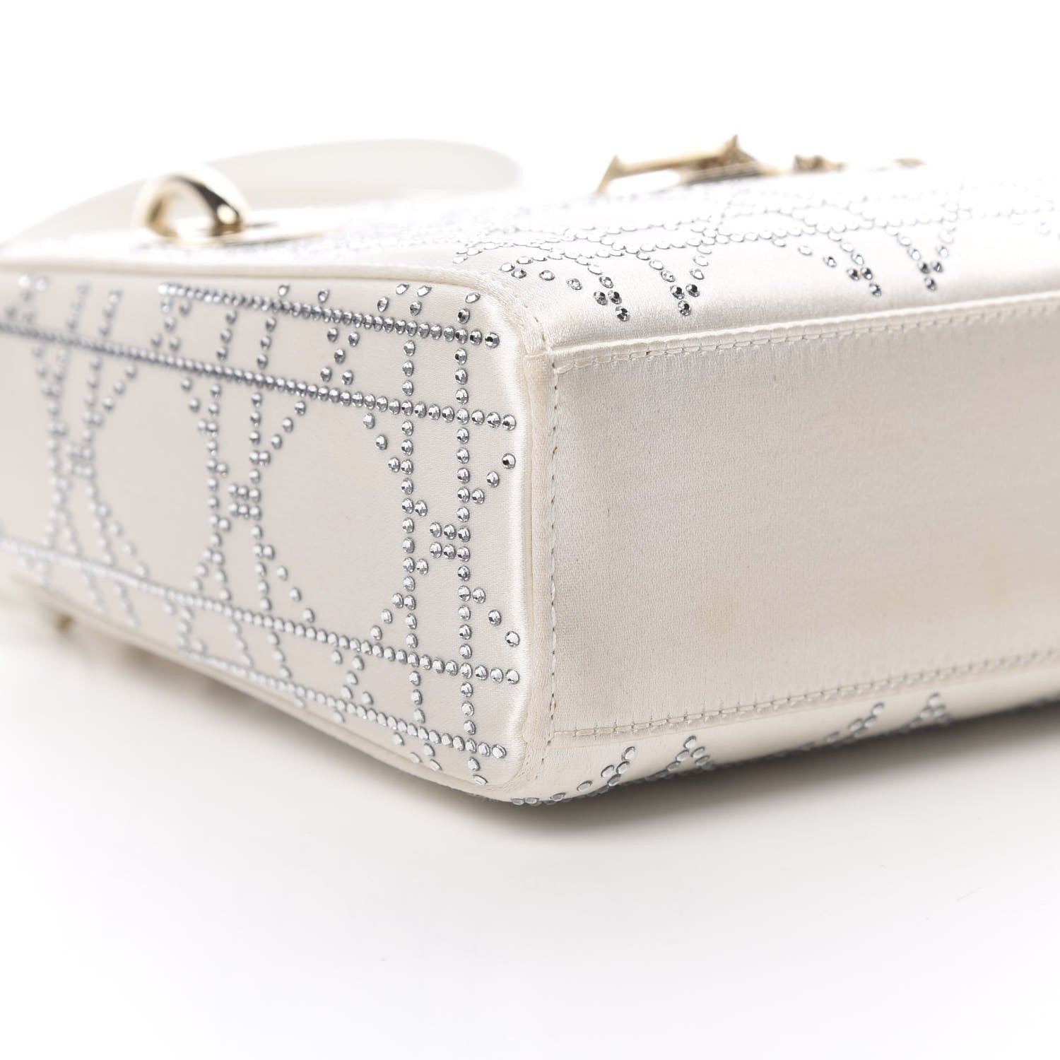 Christian Dior Satin Crystal Cannage Mini Lady Dior White 12 of 13