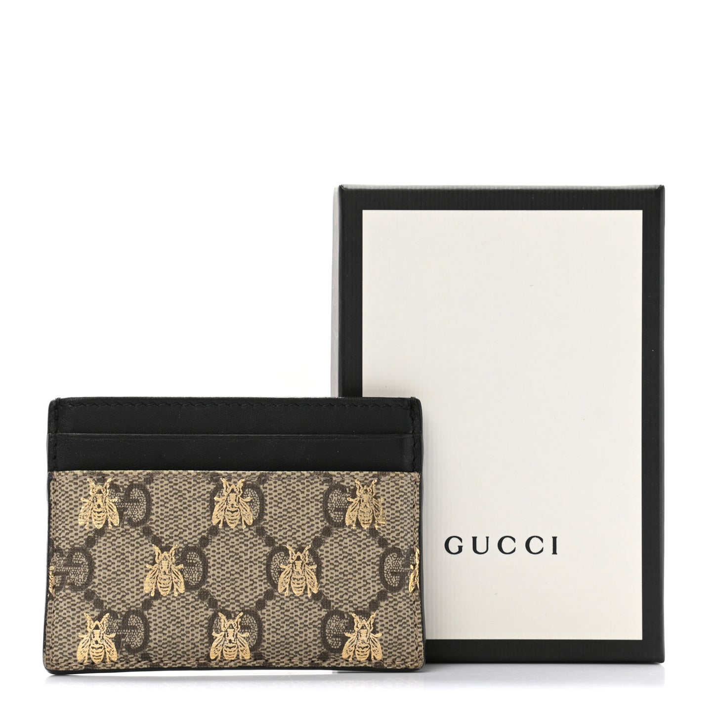 GG Supreme Monogram Bees Card Holder Black