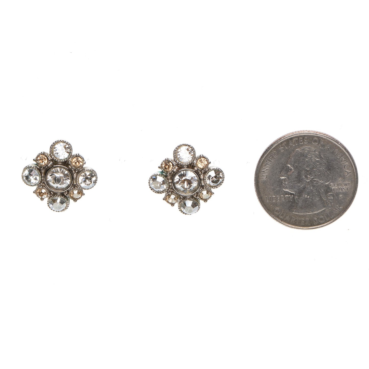 Crystal CC Earrings Silver