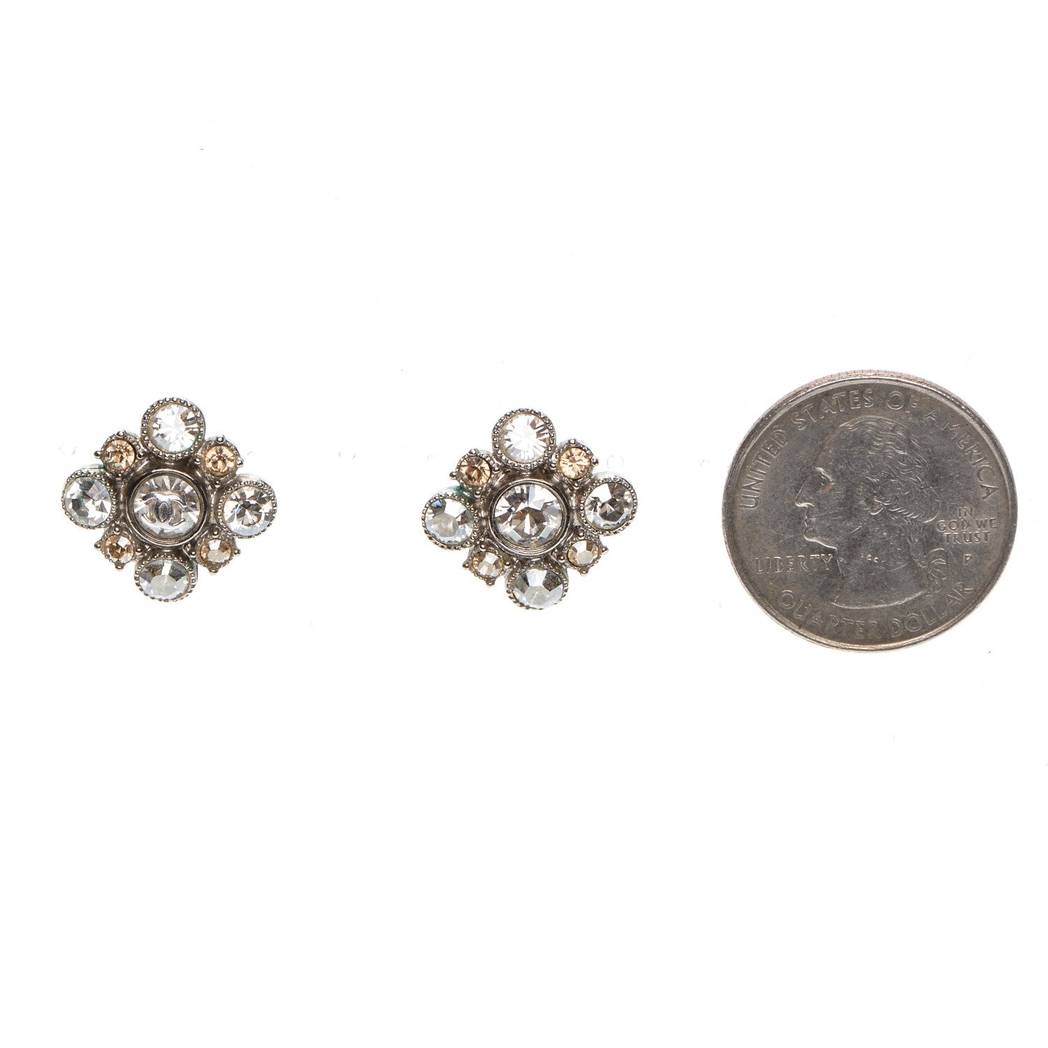 Chanel Crystal CC Earrings Silver 2 of 4
