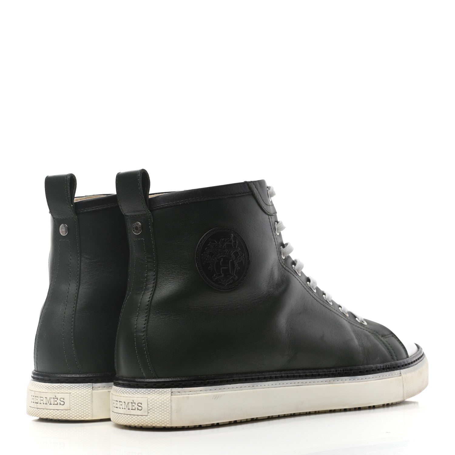 Hermes Calfskin Mens Jimmy High Top Sneakers 42.5 Green 4 of 9