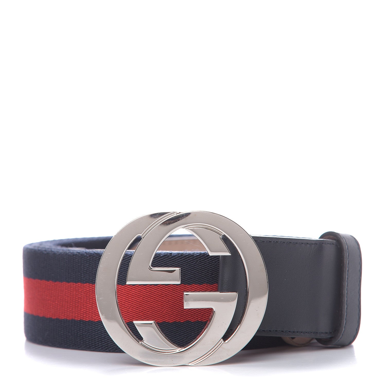 Gucci Calfskin Web Interlocking GG Belt 115 46 Navy Red 1 of 7