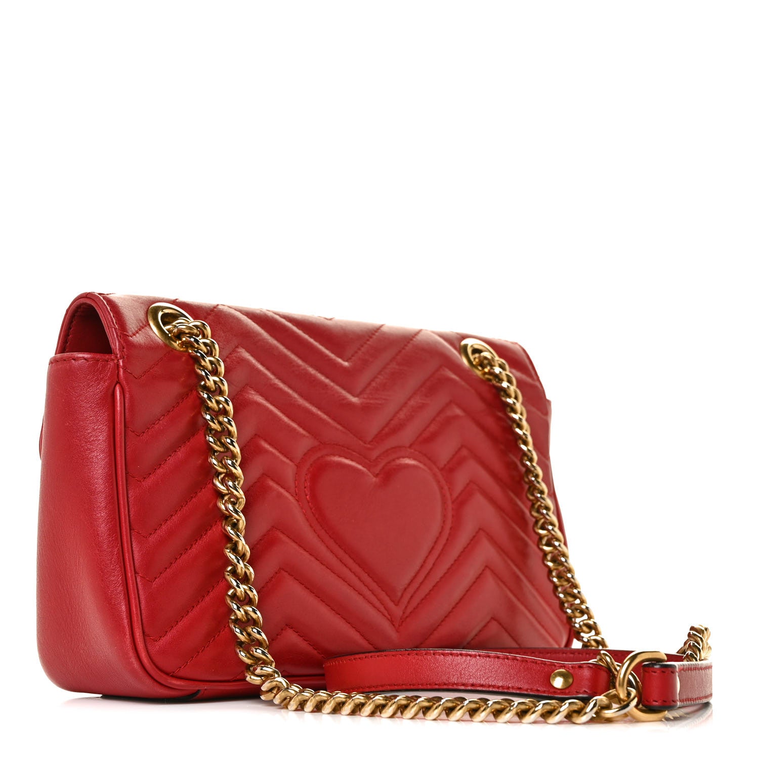 Gucci Calfskin Matelasse Small GG Marmont Shoulder Bag Hibiscus Red 3 of 13