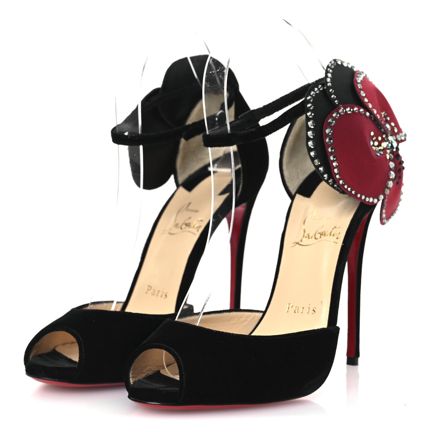 Christian Louboutin Satin Crystal Pensamoi 120 Pumps 38 Black 4 of 13