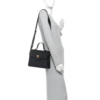 Versace Calfskin La Medusa Top Handle Shoulder Bag Black 2 of 9