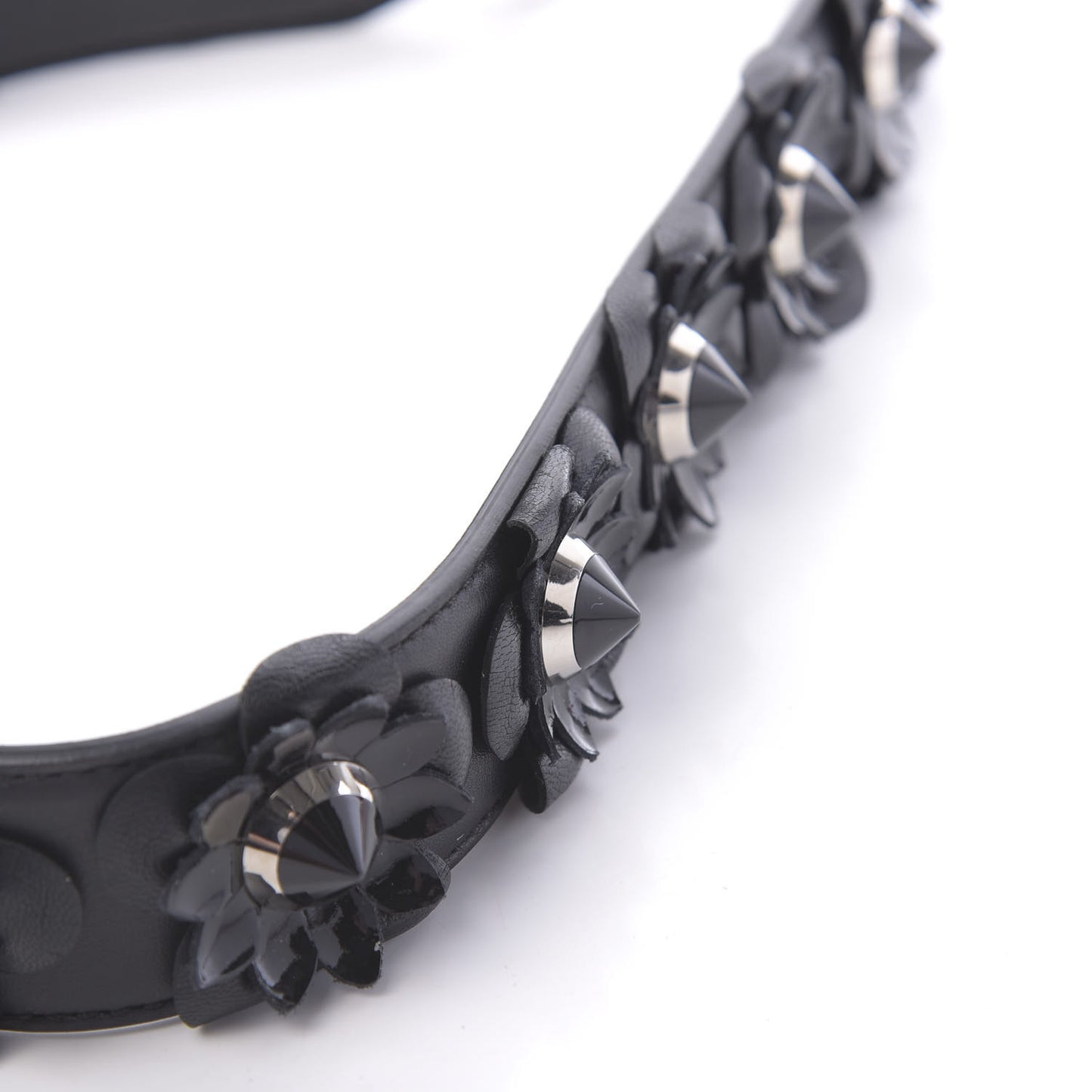 Vitello Dolce Nappa Patent Flowerland Studded Strap You Black