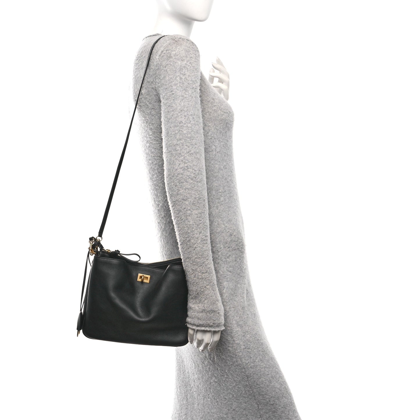 Natural Smooth Calfskin Small Rodeo Hobo Black