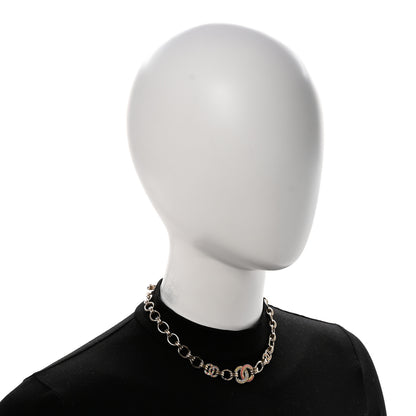 Chanel Crystal Chain CC Choker Necklace Gold Multicolor 2 of 7
