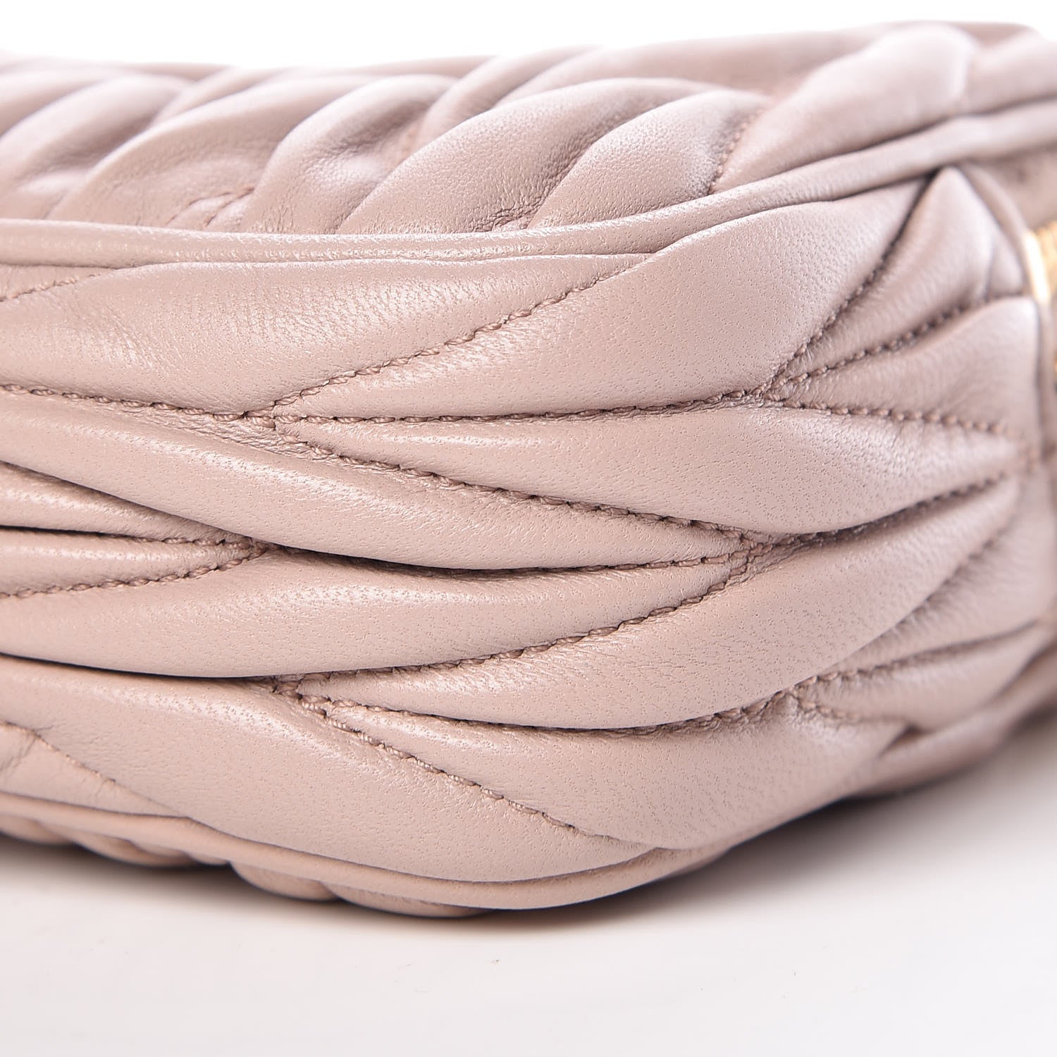 Miu Miu Nappa Matelasse Double Zip Pochette Clutch Cammeo 10 of 11