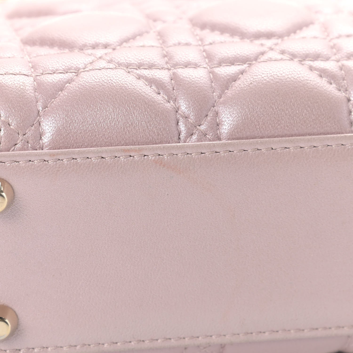 Christian Dior Metallic Lambskin Cannage Mini Lady Dior Lotus 14 of 19