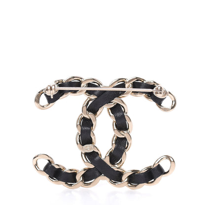 Chanel Lambskin Chain CC Brooch Black Gold 3 of 5