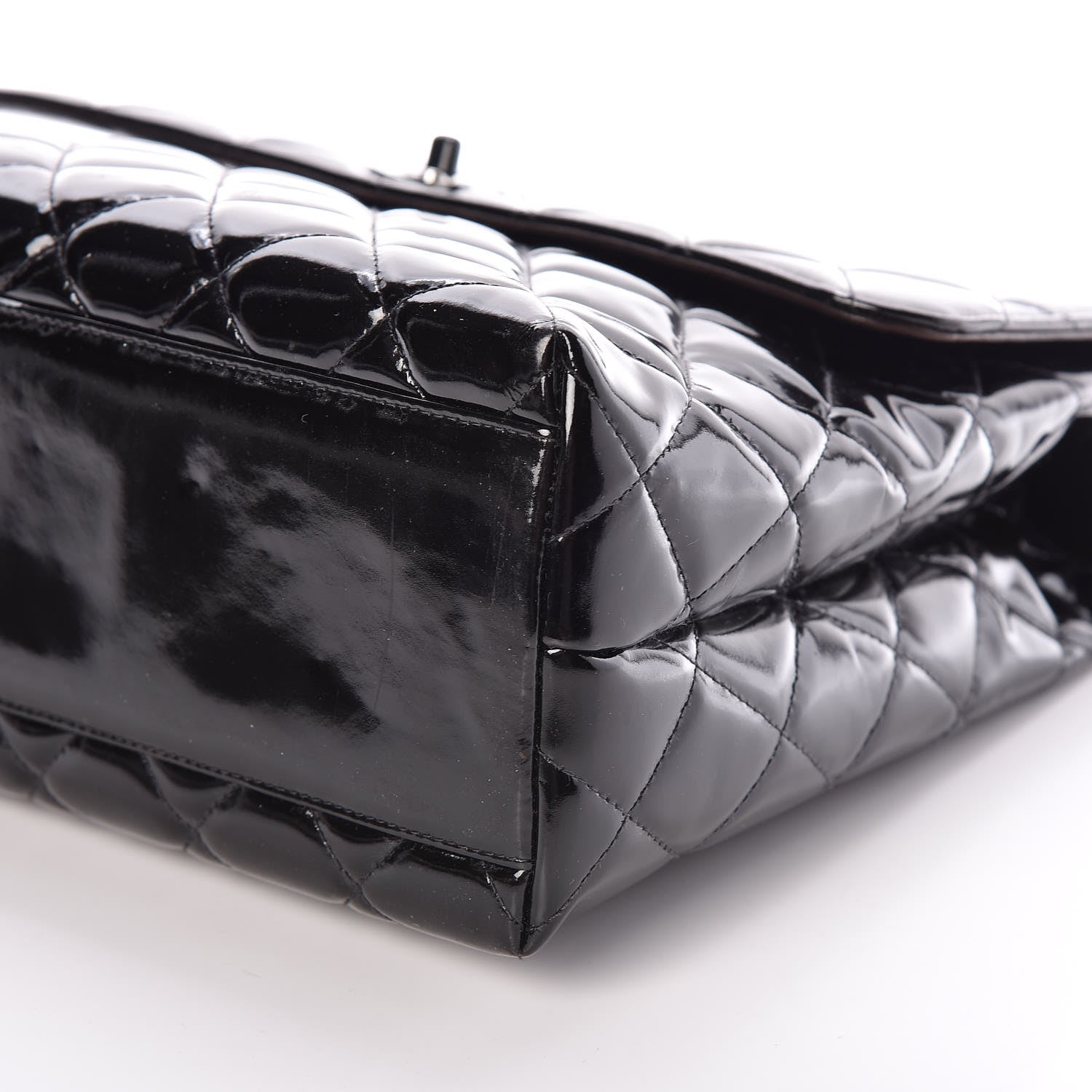 Chanel Patent Quilted Jumbo Kelly Flap Black 6 of 11