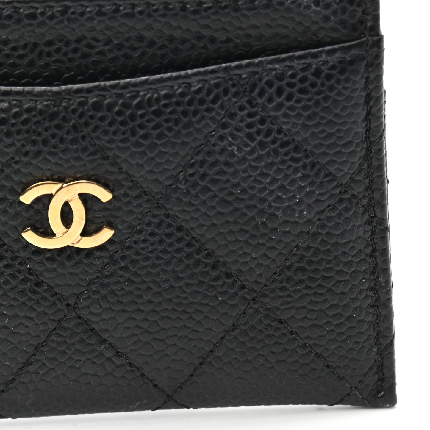 Caviar Quilted Card Holder Black