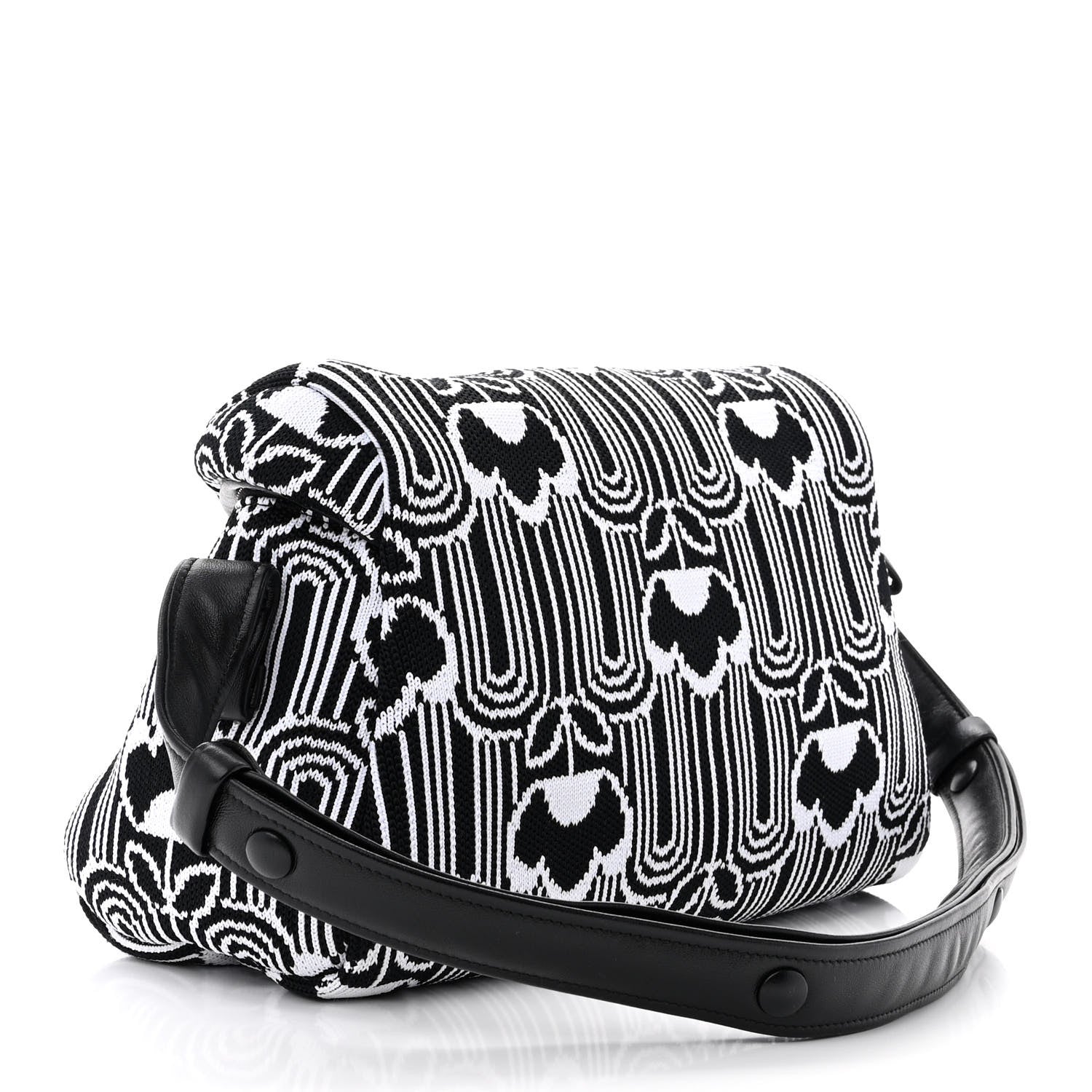 Prada Maglia Jacquard Signaux Bag Black White 3 of 10